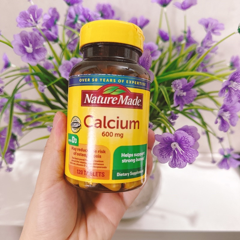 [Có Bill chính hãng] Viên uống Calcium 600mg Nature Made hỗ trợ tốt cho xương, răng chắc khoẻ 120v