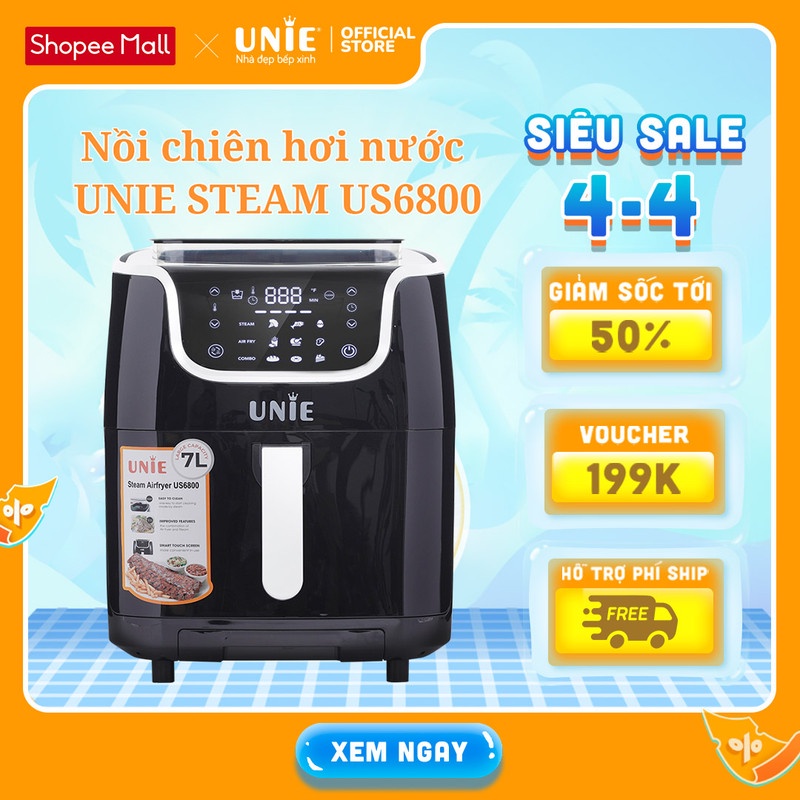 Nồi chiên hơi nước UNIE Steam US6800 chính hãng, công suất 1700W, dung tích 7L