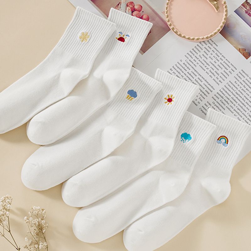 Vớ Cotton Cổ Cao Mỏng Màu Trắng Dễ Phối Đồ Thời Trang Mùa Hè