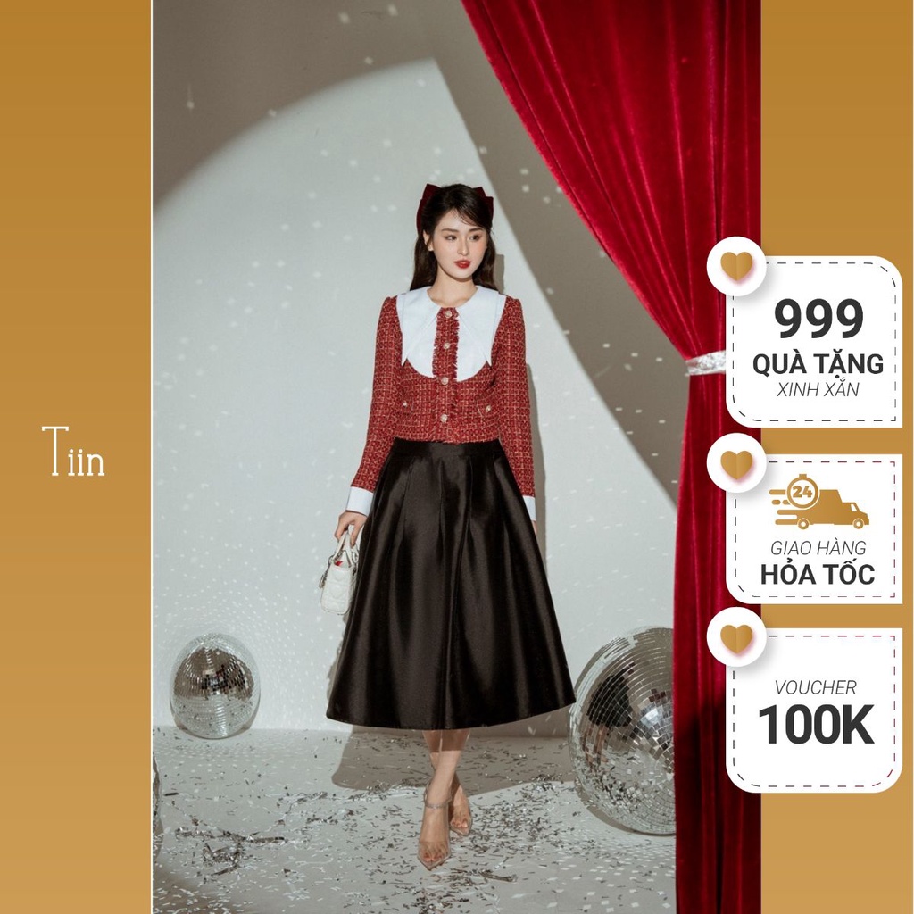 Chân váy bo cạp liền chân xoè TIINSTORE CHD213