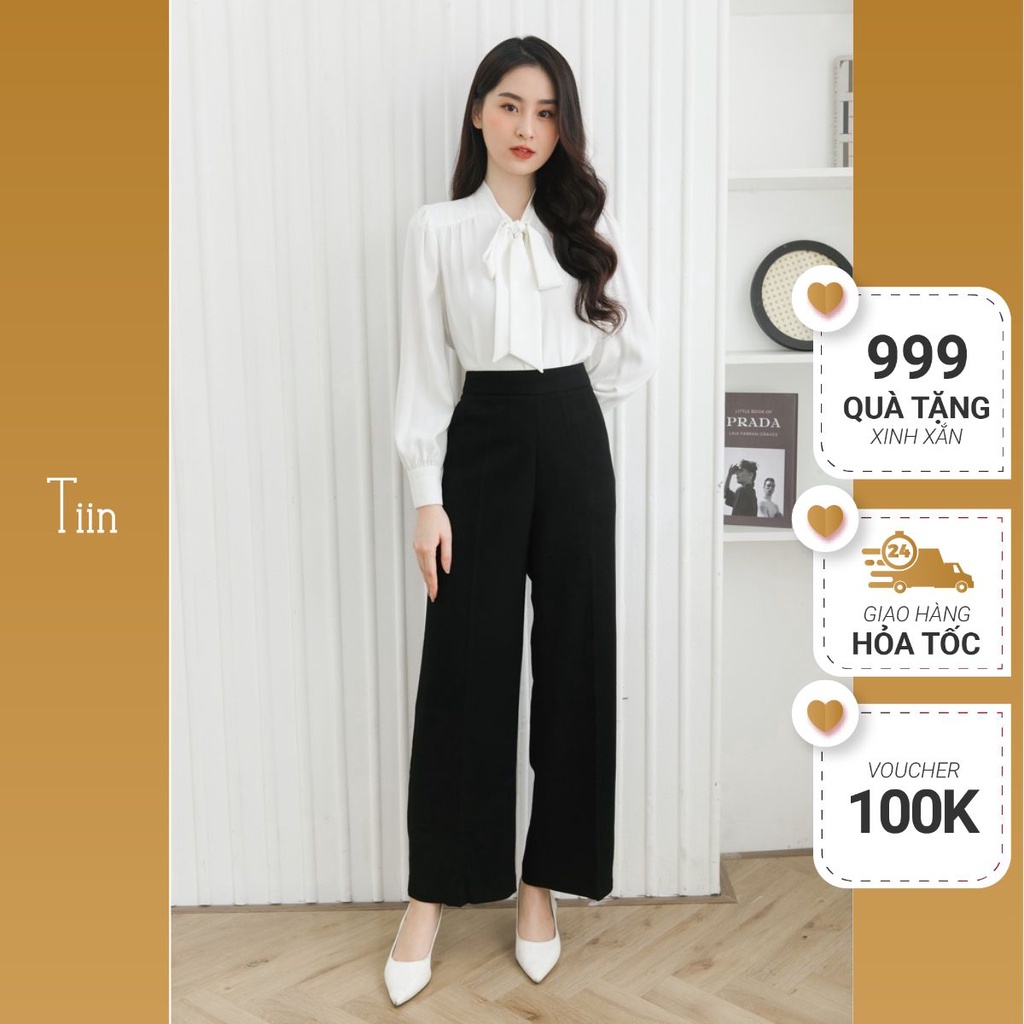 Quần ống rộng dáng dài cạp khóa chìm, chất tuyết mưa mát mẻ, hàng thiết kế by TIIN STORE Q0D040