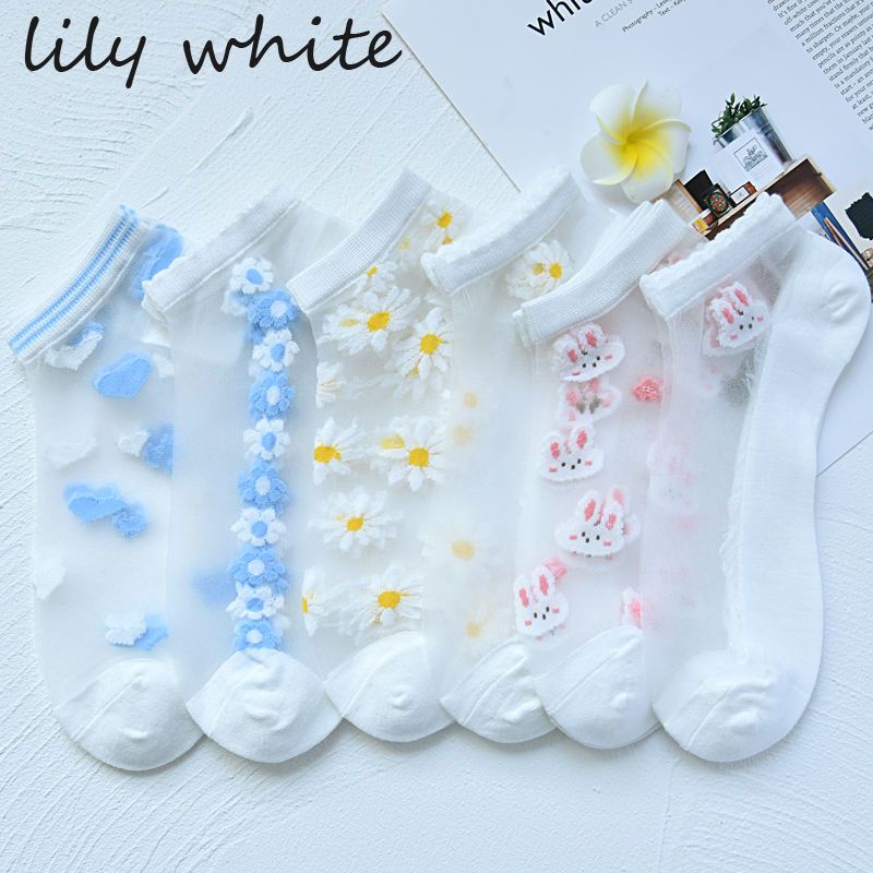 Vớ Cotton Lụa Mỏng Màu Trơn Cổ Thuyền Thoáng Khí Dễ Thương