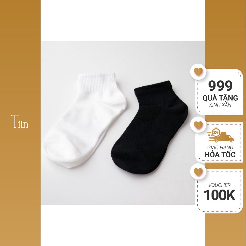 Tất cổ ngắn 2 màu trắng đen chất dày dặn quà tặng TIINSTORE