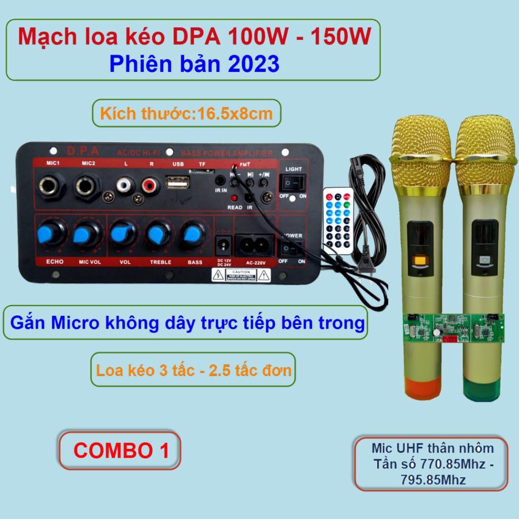 Mạch loa kéo DPA công suất 100W - 150W phiên bản 2023 Kèm Micro