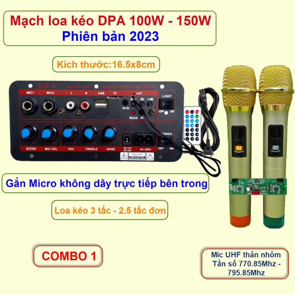 Mạch loa kéo DPA công suất 100W - 150W phiên bản 2023 Kèm Micro