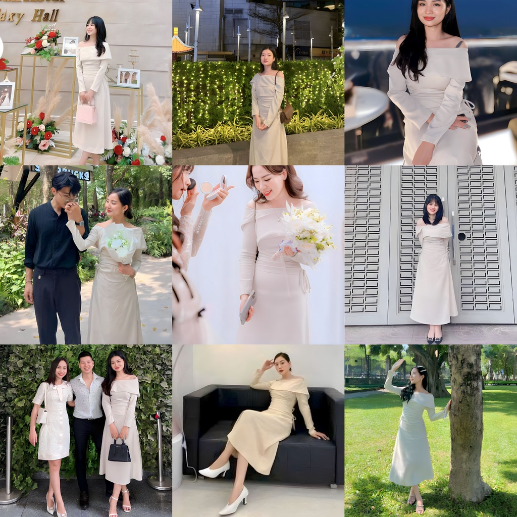Váy Đầm Nữ Dáng Dài Trễ Vai SOLEIL ROOM Nhúng Hông Chống Nhăn Tôn Dáng LORA DRESS-BEST SELLER