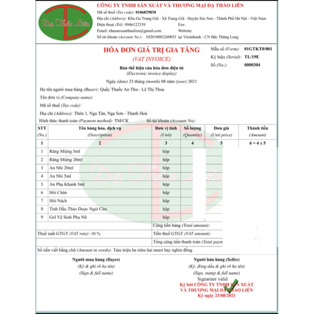 Dung dịch vệ sinh Dạ Thảo Liên CHÍNH HÃNG