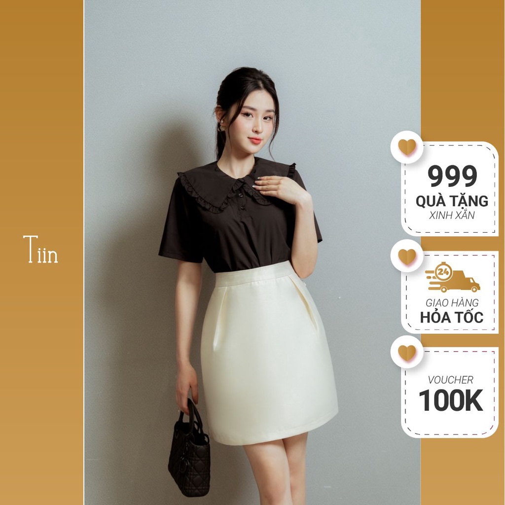 Chân váy dáng A ly xếp 2 bên TIINSTORE CHN166