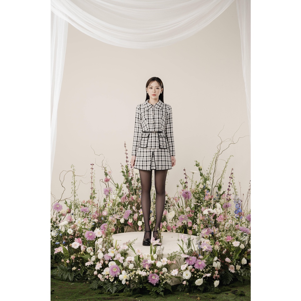 Set Dạ Tweed Nữ SOLEIL ROOM Dài Tay Công Sở Kèm Chân Váy Dáng A Có Lót Dày Dặn ( Không gồm thắt lưng) LAVIS SET