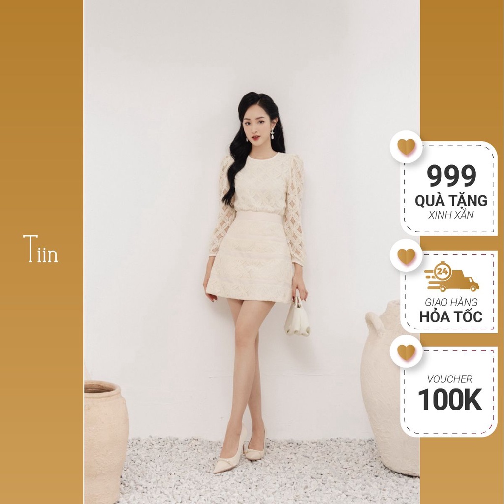 Chân váy ren dáng A phối màu TIINSTORE CHN229