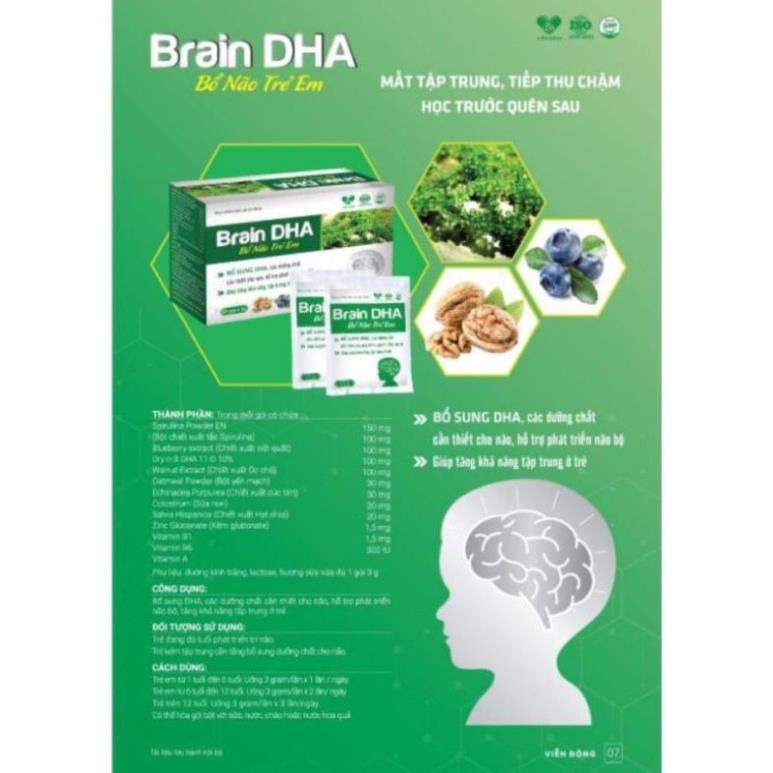 Cốm Bổ Não Trẻ Em Brain DHA Hộp 20 gói CHÍNH HÃNG