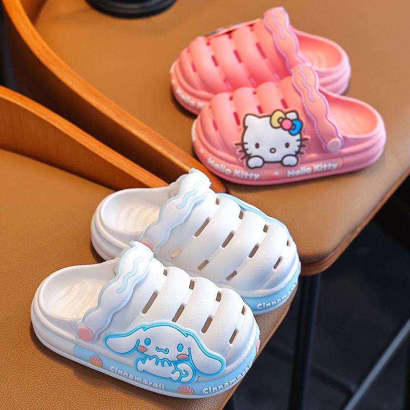 Dép Sandal Đế Mềm Chống Trượt Mùa Hè Có Lỗ Thoáng Khí In Hình Chó / Mèo Hoạt Hình Cho Trẻ Em 2023