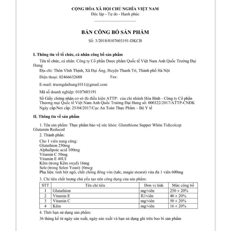 Viên uống trắng da Glu 1000 mg chính hãng, mờ nám tàn nhang, da đẹp mịn màng CHÍNH HÃNG