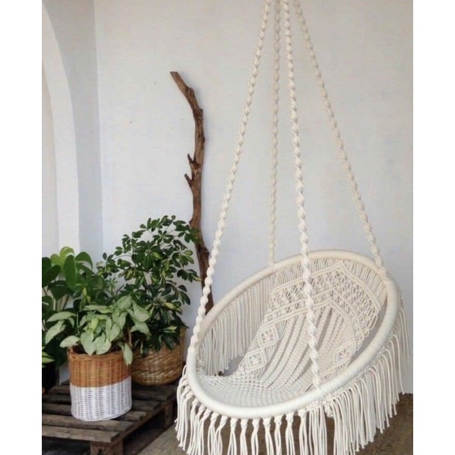 đặt qua zalo phí ship 30k, xích đu macrame đường kính 80 hoặc 90cm, dây có lõi là cáp thép chắc chắn chịu lực 200kg