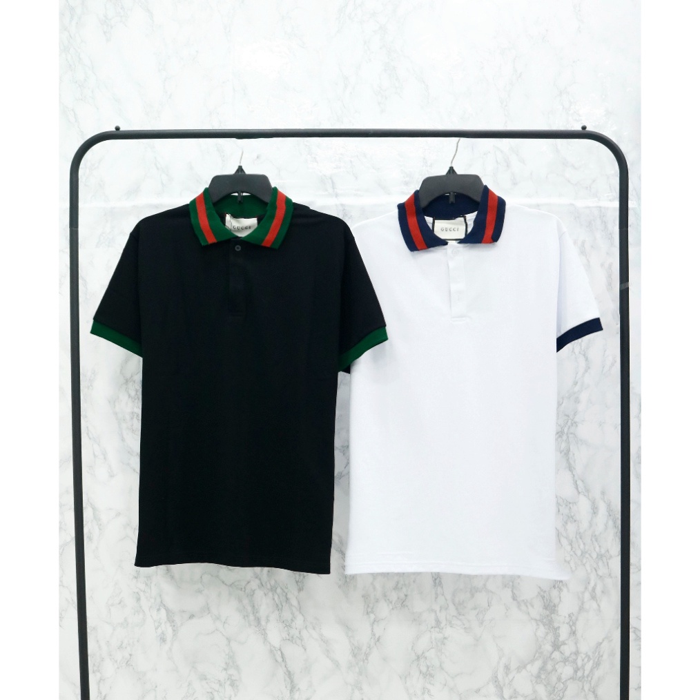 ÁO Polo Gucci WEB STRIPE Polo Gucci Basic Phối Viền Cổ Vải Cotton 100% The.Base