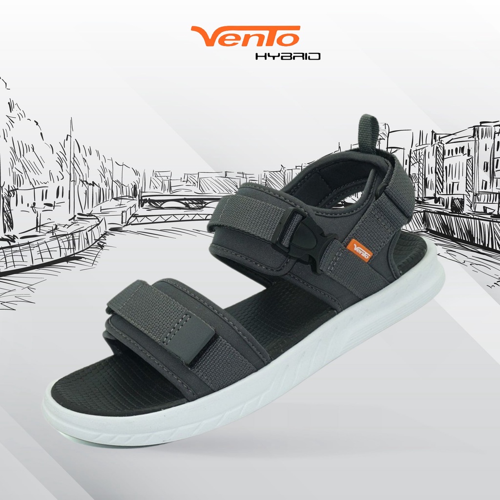 Giày sandal nam nữ 2 quai ngang Vento NB01G2 màu xám