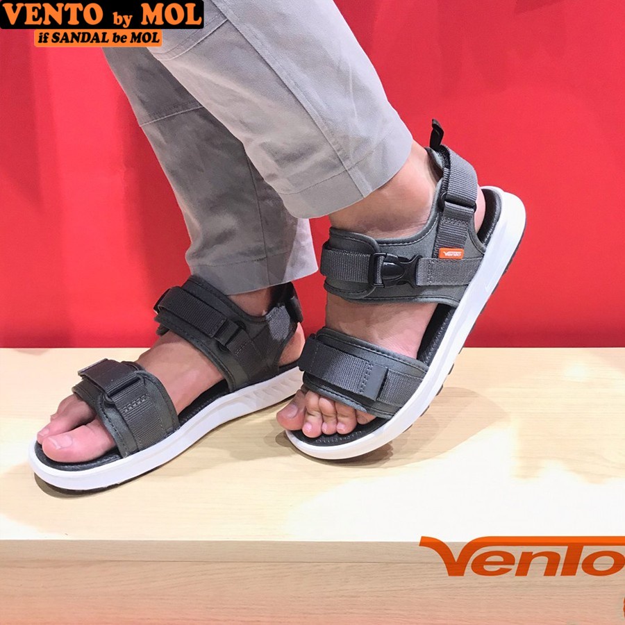 Giày sandal nam nữ 2 quai ngang Vento NB01G2 màu xám