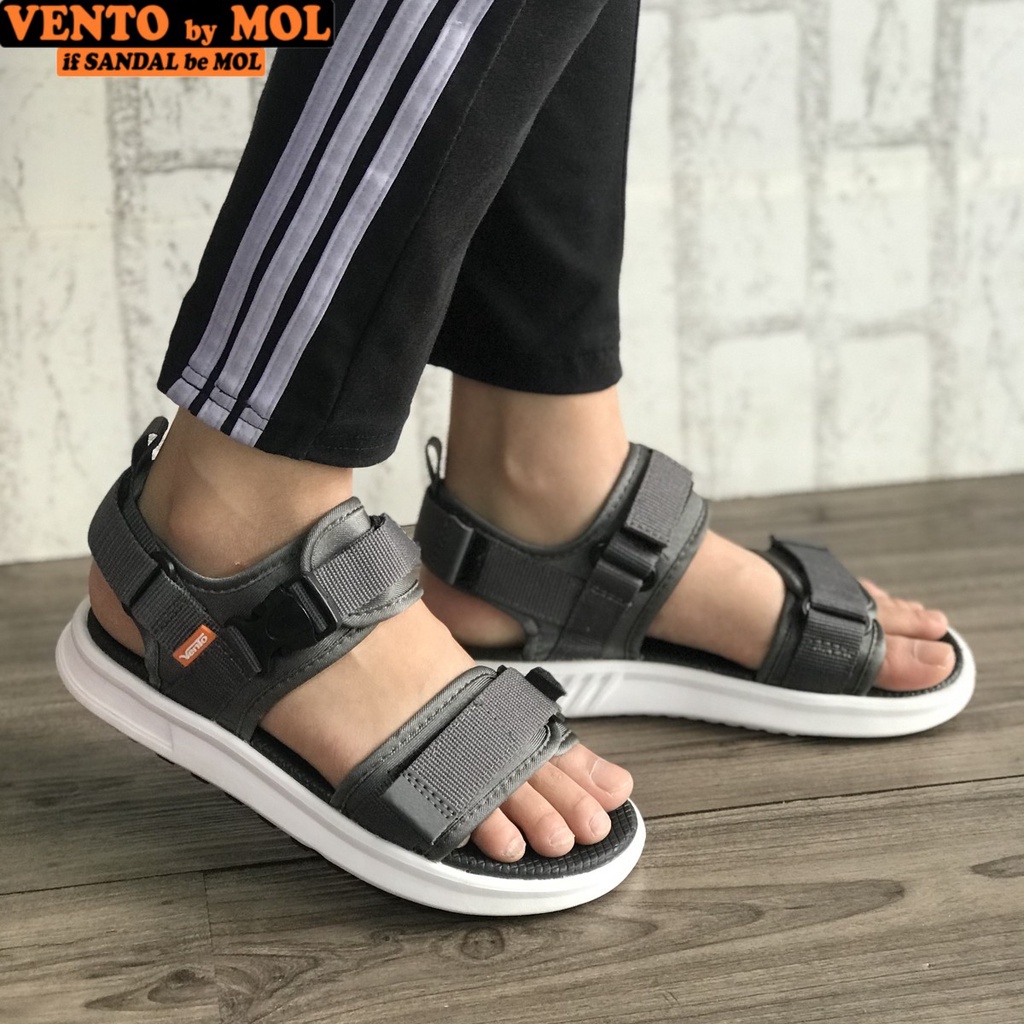 Giày sandal nam nữ 2 quai ngang Vento NB01G2 màu xám