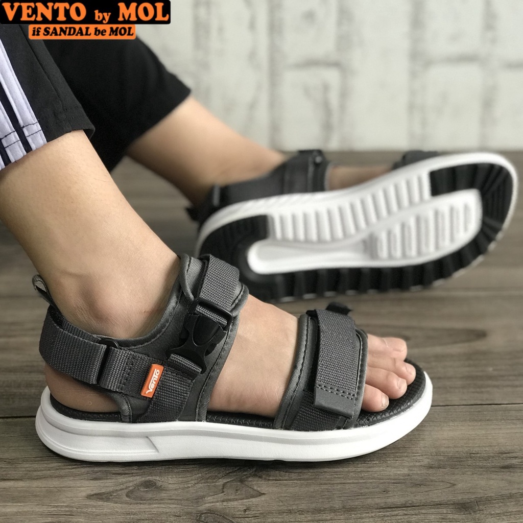 Giày sandal nam nữ 2 quai ngang Vento NB01G2 màu xám