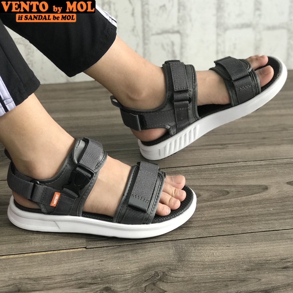 Giày sandal nam nữ 2 quai ngang Vento NB01G2 màu xám