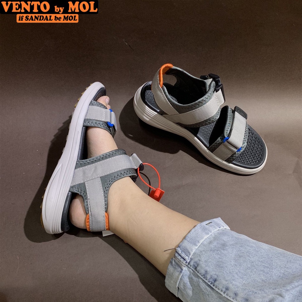 Giày sandal nam nữ 2 quai ngang Vento NB38G màu xám có big size 44 45