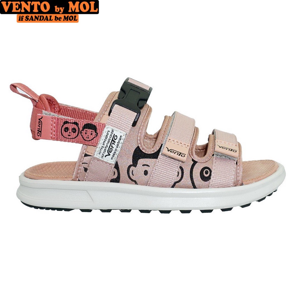 Giày sandal nữ 3 quai ngang Vento NB80Be màu hồng phấn #8