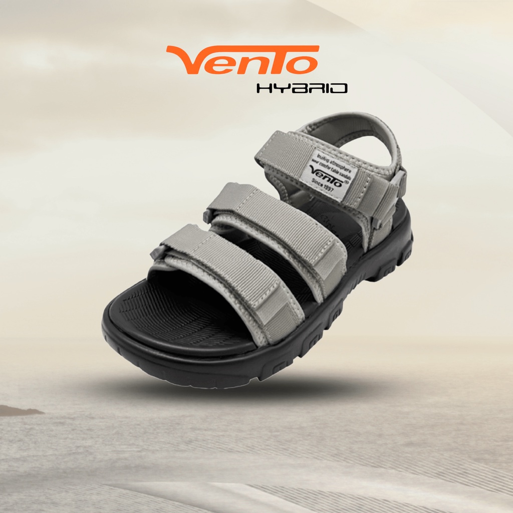 Giày sandal nam 3 quai ngang Vento NB10602G màu xám có big size 44