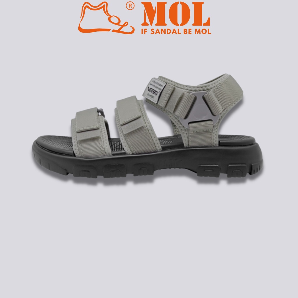 Giày sandal nam 3 quai ngang Vento NB10602G màu xám có big size 44
