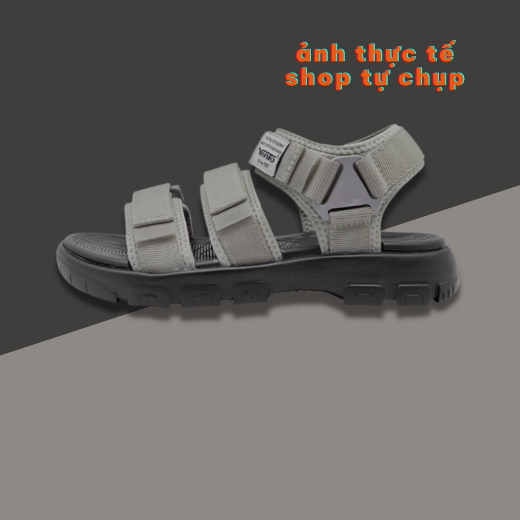Giày sandal nam 3 quai ngang Vento NB10602G màu xám có big size 44