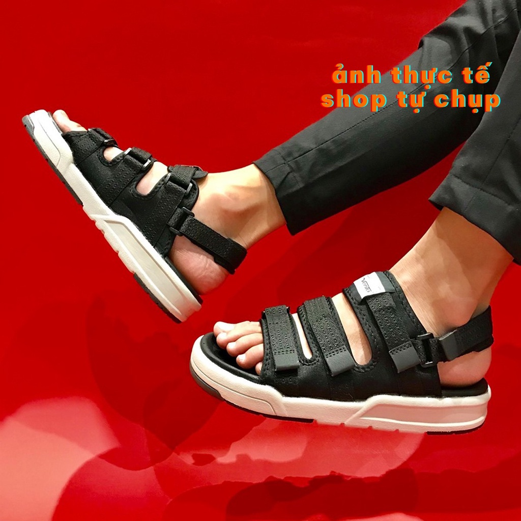 Giày sandal nam nữ 3 quai ngang Vento NV1001B2 màu đen có big size 44 45