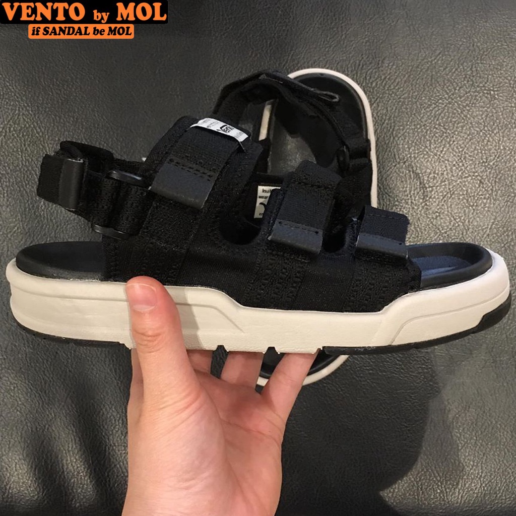 Giày sandal nam nữ 3 quai ngang Vento NV1001B2 màu đen có big size 44 45