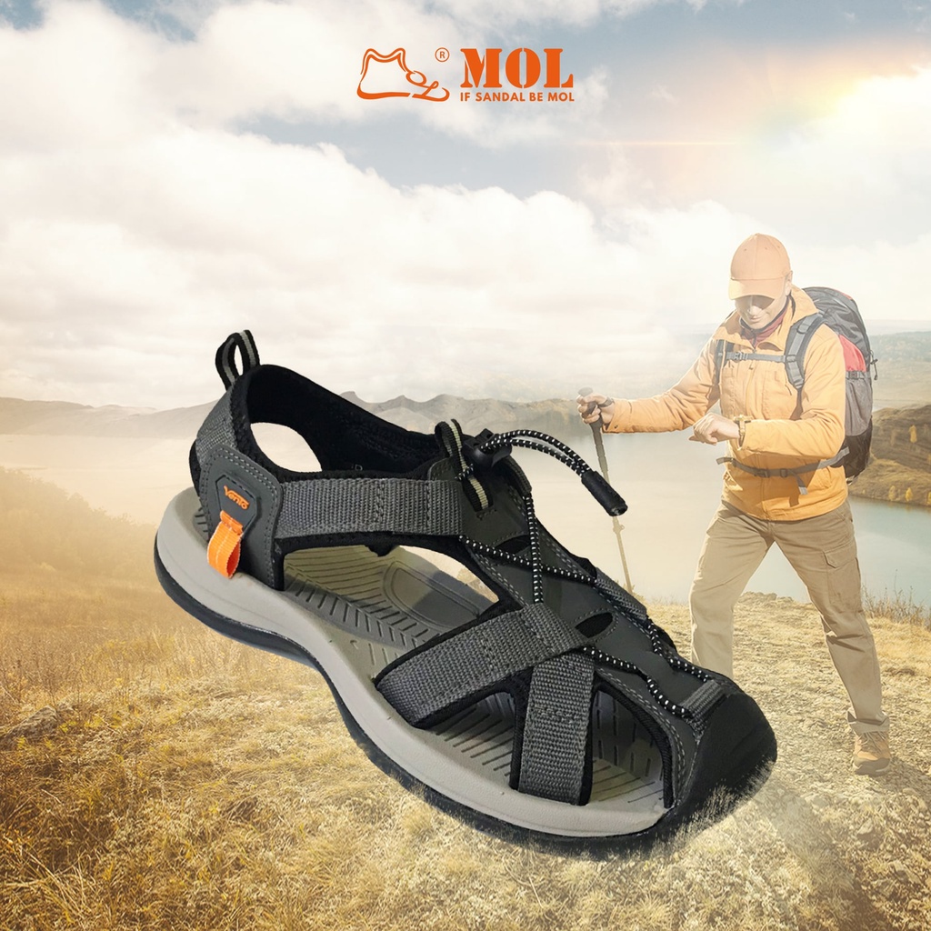 Giày sandal nam bít mũi Vento NV7606G màu xám có big size 44 45