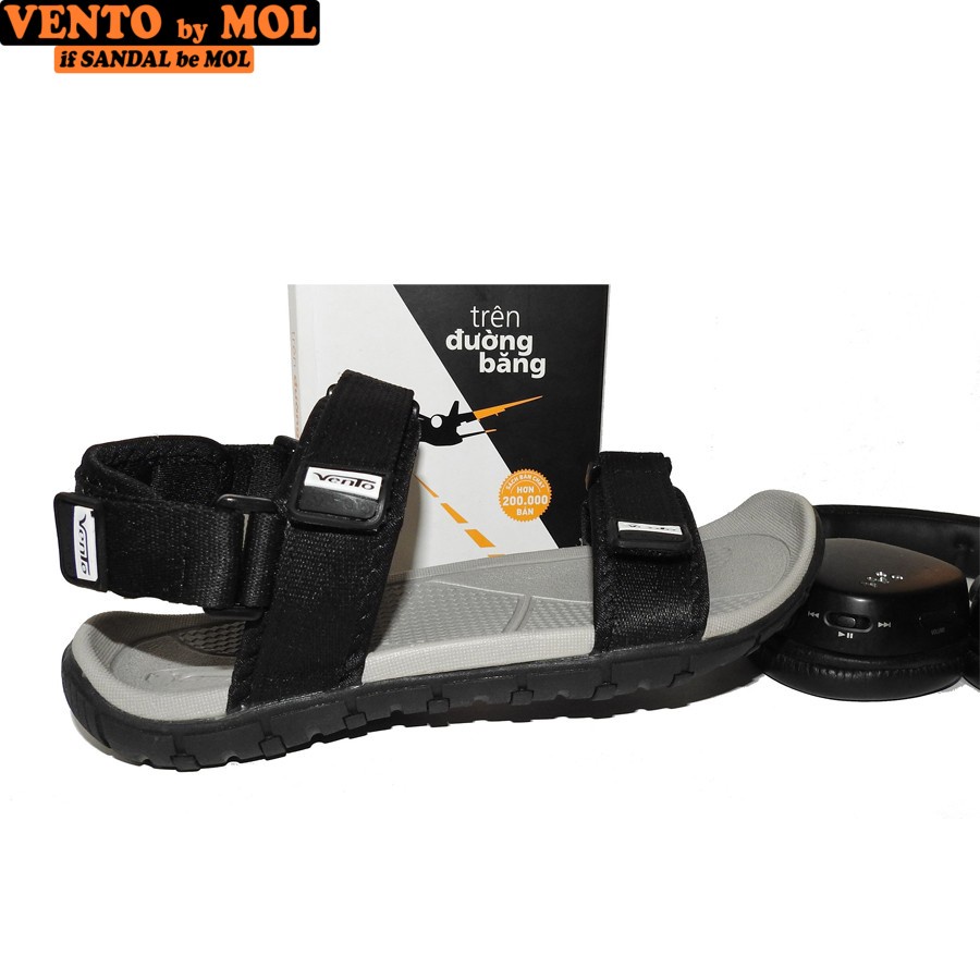 Giày sandal nam 2 quai ngang Vento NV8302B màu đen có big size 44 45