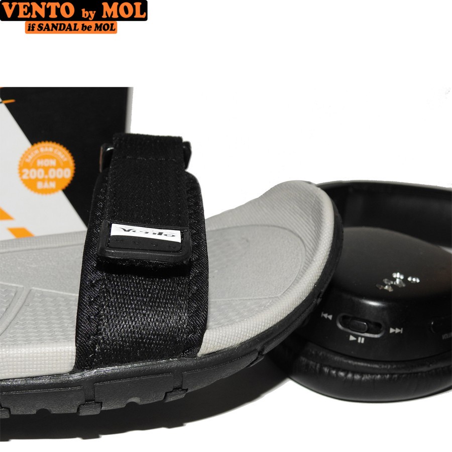 Giày sandal nam 2 quai ngang Vento NV8302B màu đen có big size 44 45