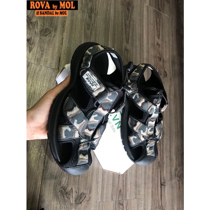 Giày sandal nam Bít mũi Rova RV626Br màu camo nâu có big size 44 45