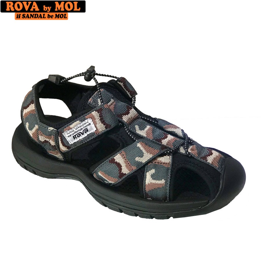 Giày sandal nam Bít mũi Rova RV626Br màu camo nâu có big size 44 45