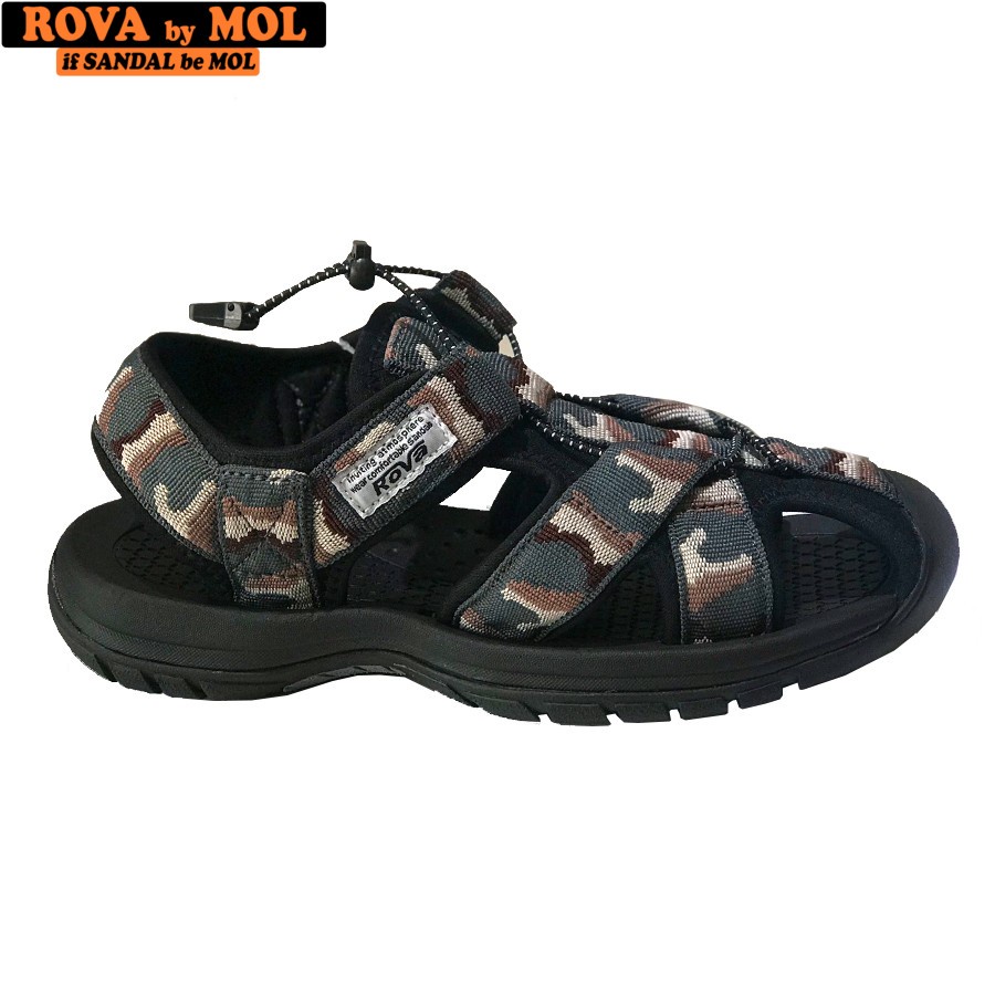 Giày sandal nam Bít mũi Rova RV626Br màu camo nâu có big size 44 45