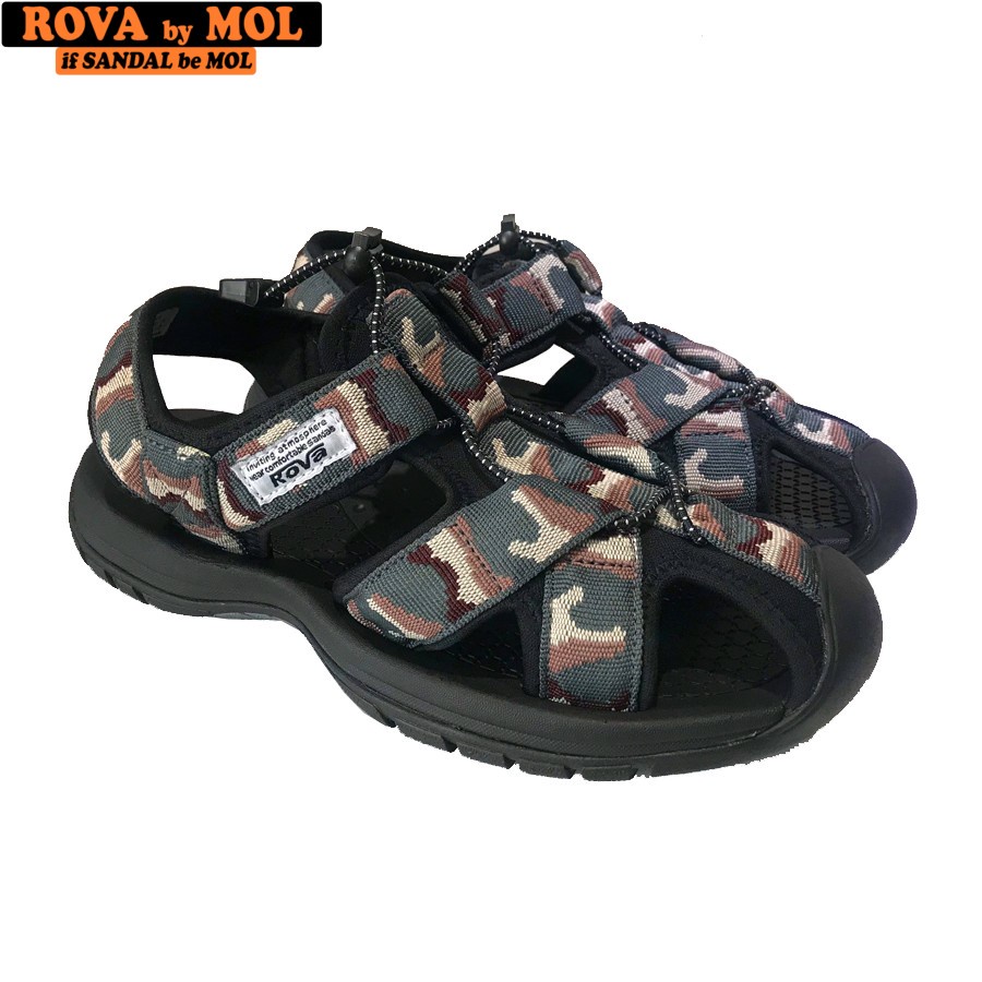 Giày sandal nam Bít mũi Rova RV626Br màu camo nâu có big size 44 45