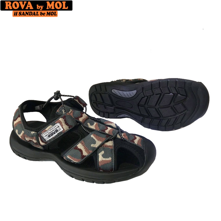 Giày sandal nam Bít mũi Rova RV626Br màu camo nâu có big size 44 45