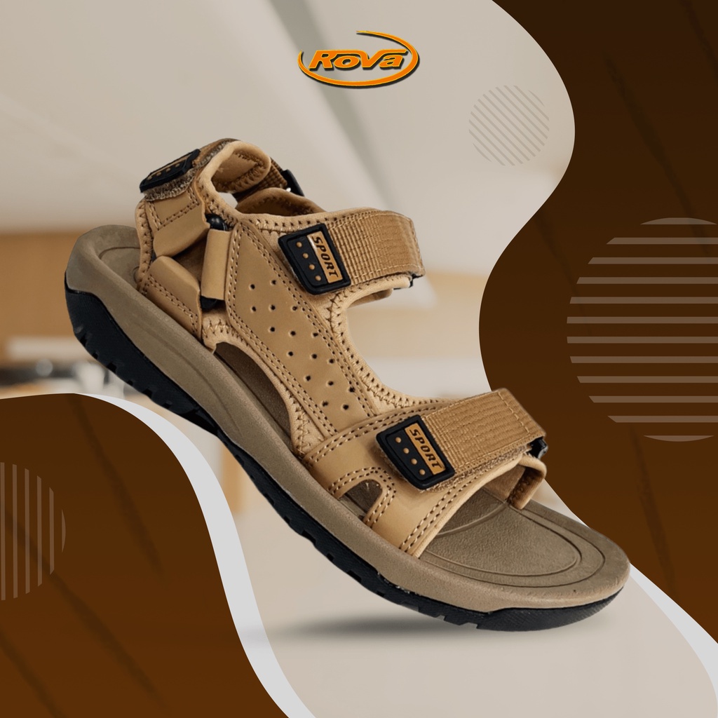 Giày sandal nam quai ngang Rova RV972Br màu nâu