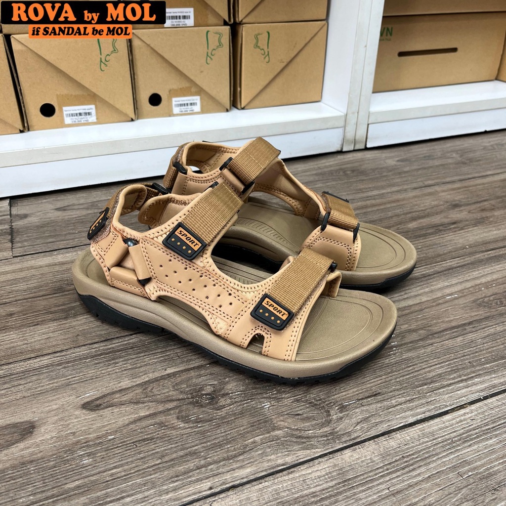 Giày sandal nam quai ngang Rova RV972Br màu nâu