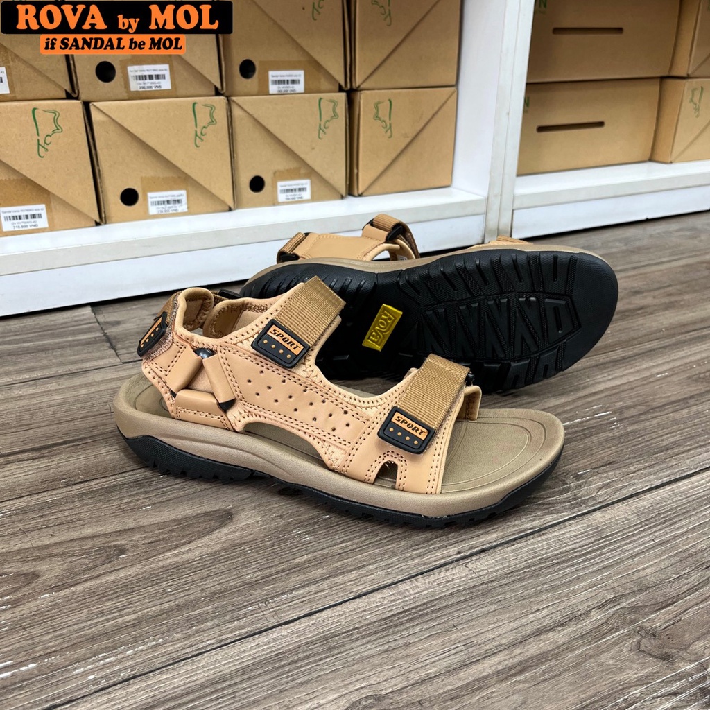 Giày sandal nam quai ngang Rova RV972Br màu nâu