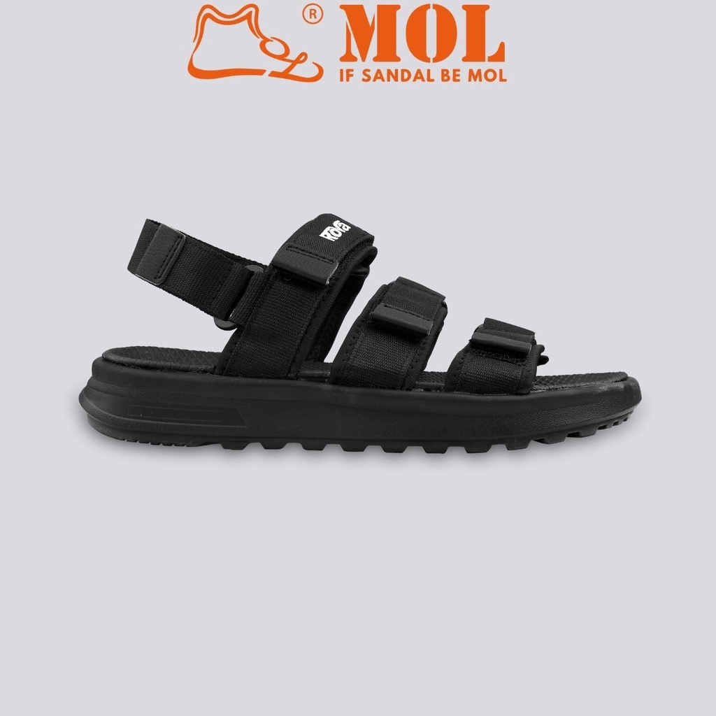 Giày sandal nam nữ 3 quai ngang Rova RV975B màu đen