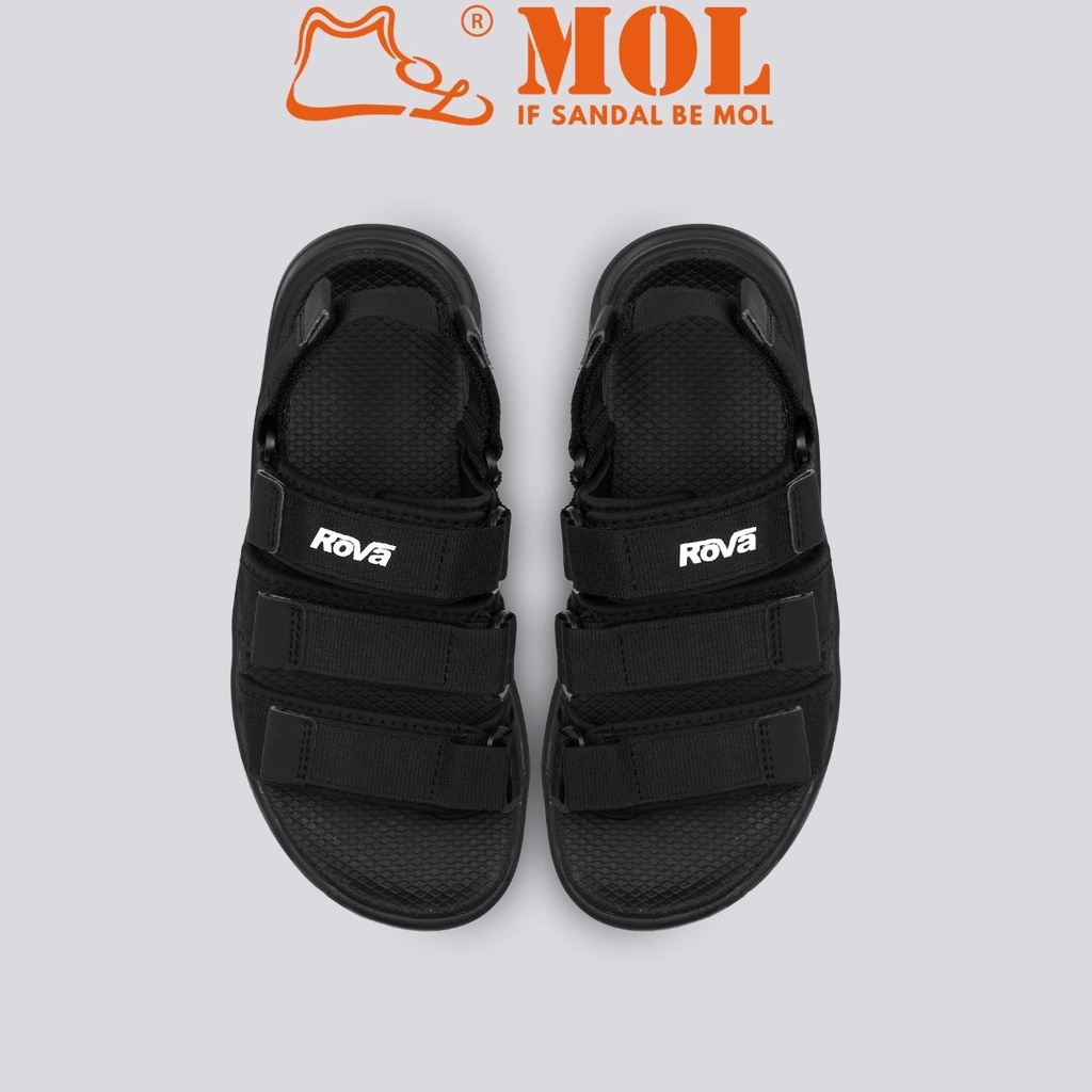 Giày sandal nam nữ 3 quai ngang Rova RV975B màu đen
