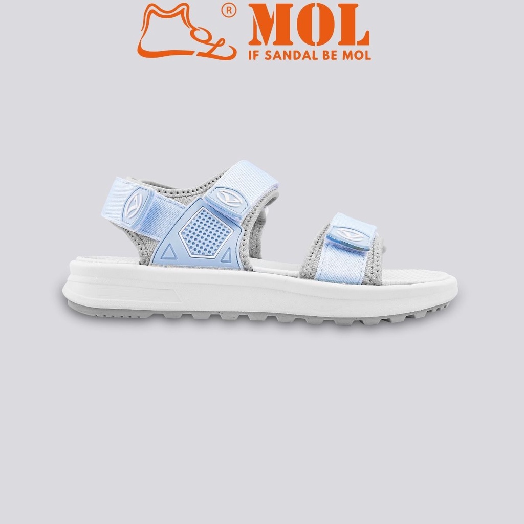 Giày sandal nữ 2 quai ngang Rova RV2205G màu xanh phối xám