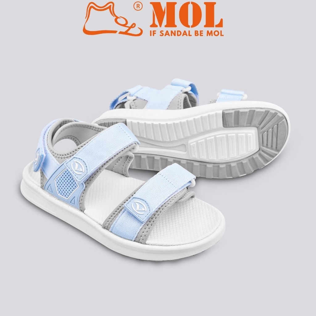 Giày sandal nữ 2 quai ngang Rova RV2205G màu xanh phối xám
