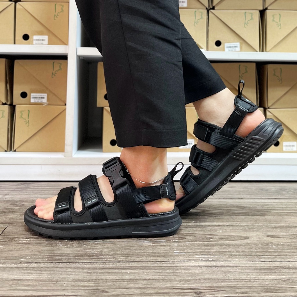 Giày sandal nam nữ 3 quai ngang Rova RV3408BB màu đen