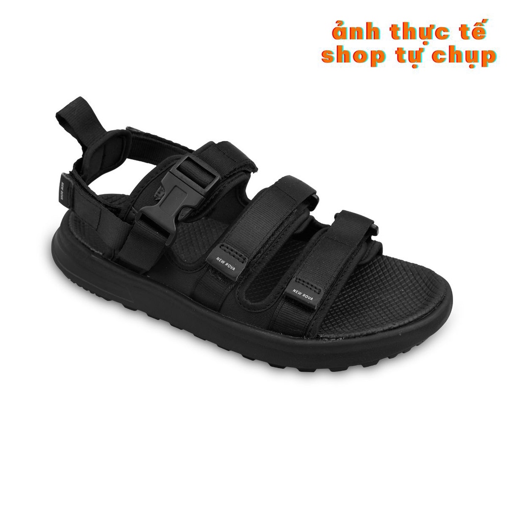 Giày sandal nam nữ 3 quai ngang Rova RV3408BB màu đen