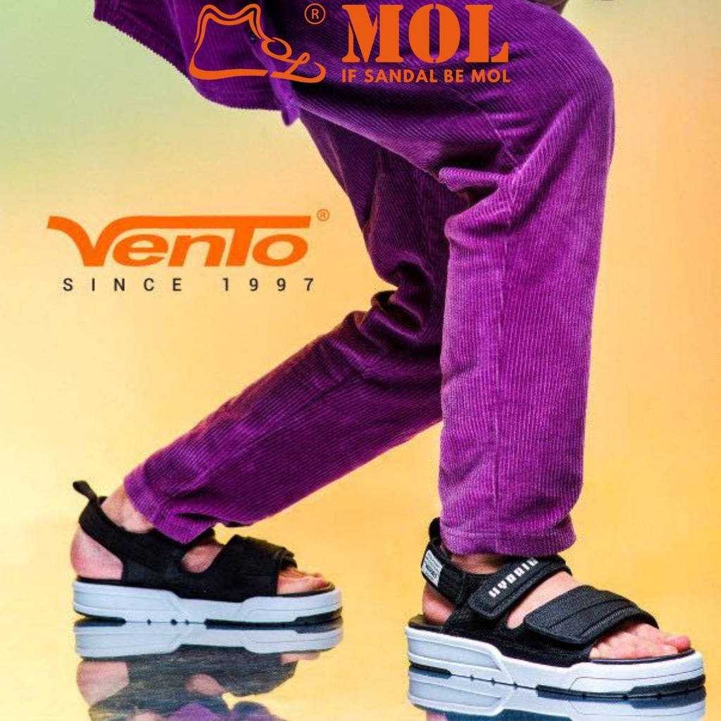 Giày sandal nam quai ngang Vento SD10035B màu đen có big size 44