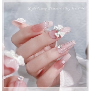 Set 2 Viên Charm Nơ Nhám Trang Trí Móng